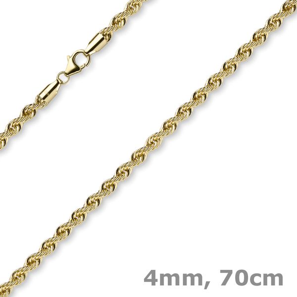 4mm Kordelkette aus 585 Gelbgold 70cm