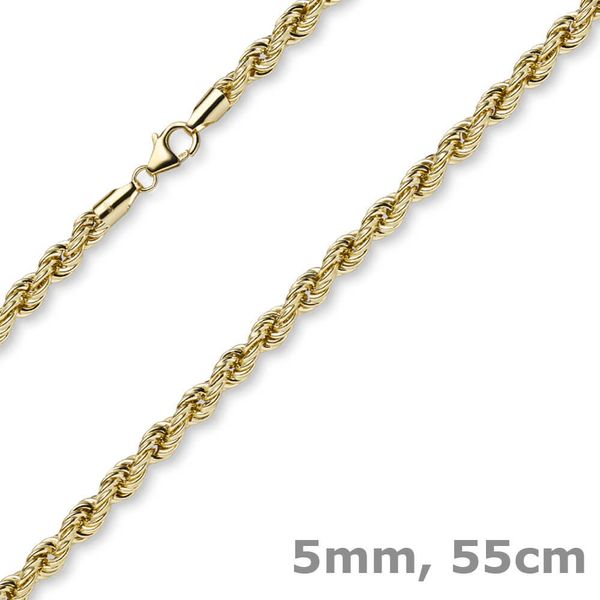 5mm Kordelkette aus 585 Gelbgold 55cm