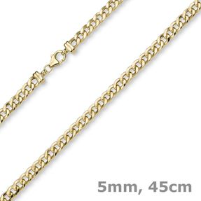 5mm Kette Collier Panzerkette aus 585 Gold Gelbgold glänzend 45cm Halsschmuck