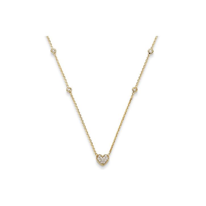 Collier mit Herz 17 Brillanten 750 Gelbgold 45cm