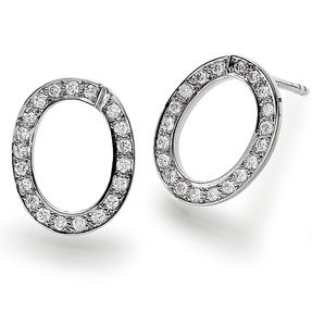 Ohrstecker Ohrringe mit 40 Diamanten Brillanten 0,40ct. oval 750 Gold Weißgold