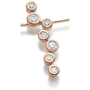 Anhänger 32x8,5mm mit 7 Diamanten Brillanten 0,78ct. 750 Gold Rotgold