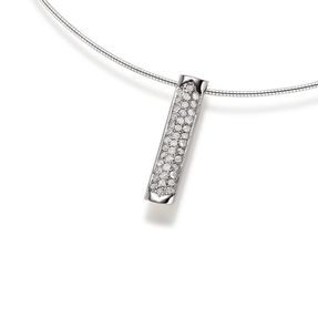 Anhänger 34x6mm Stäbchen mit 40 Diamanten Brillanten 0,60ct. 750 Gold Weißgold