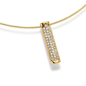 Anhänger 34x6mm Stäbchen mit 40 Diamanten 0,60ct. 750 Gold Gelbgold