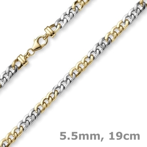5,5mm Armband Panzerkette Armschmuck aus 585 Gold Gelbgold Weißgold 19cm