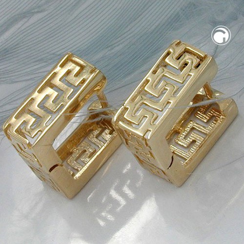 Creolen Viereck altgriechischer Muster 375 Gelbgold