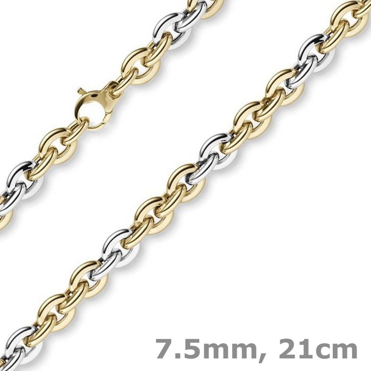 7,5mm Phantasie-Armband aus 585 Weißgold 21cm