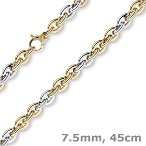 7,5mm Phantasiekette Kette Collier Halsschmuck 585 Gold Gelbgold Weißgold 45cm