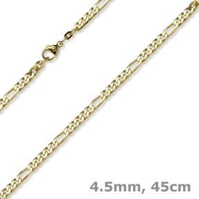 4,5mm Collier diamantierte Figarokette aus 585 Gold Gelbgold Halsschmuck, 45cm