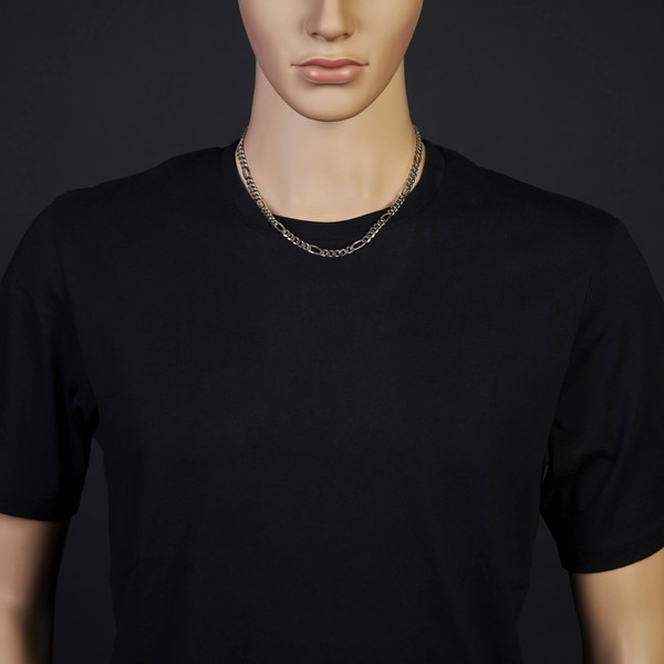 5.5mm Collier Figarokette 585 Weißgold 50cm