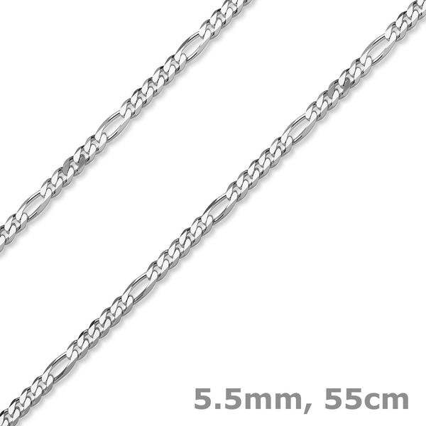 5,5mm Collier Figarokette 585 Weißgold 55cm