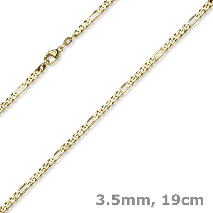 3,5mm Armband Figaro-Kette 585 Gelbgold 19cm