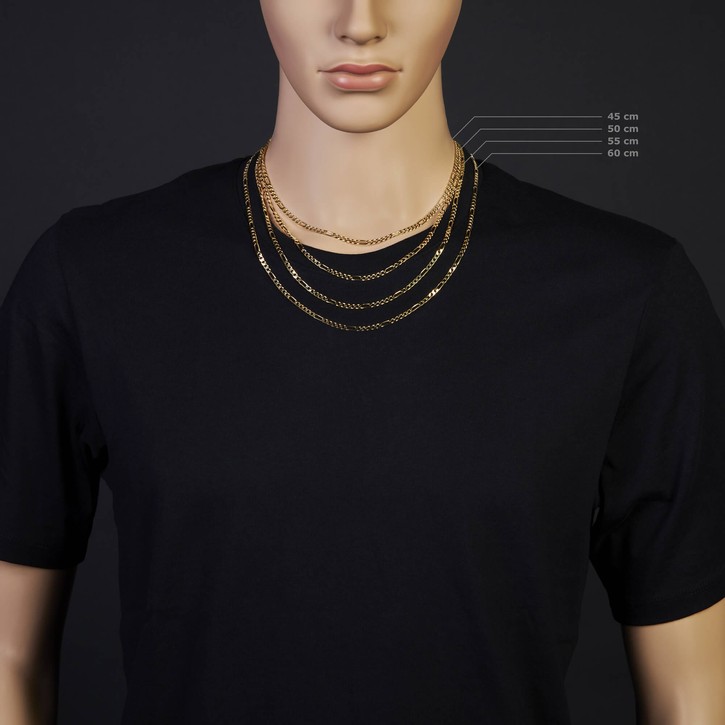 3.5mm Collier Figaro-Kette 585 Gelbgold 45cm