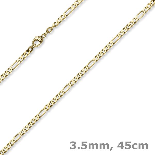 3,5mm Collier Figaro-Kette 585 Gelbgold 45cm