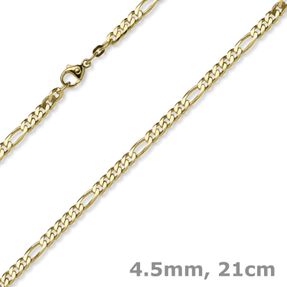 4,5mm Armband diamantierte Figaro-Kette aus 585 Gold Gelbgold Armschmuck, 21cm