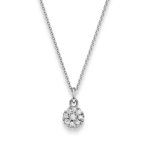 Anhänger 6,5mm mit 9 Diamanten Brillanten, rund, 585 Gold Weißgold Halsschmuck Anhänger 6,5mm mit 9 Diamanten Brillanten, rund, 585 Gold Weißgold Halsschmuck