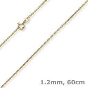 1,2mm Venezianer-Kette rund aus 750 Gold Gelbgold Kette Collier Halsschmuck 60cm