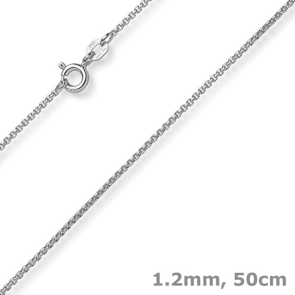 1,2mm Venezianer-Kette 750 Weißgold Collier 50cm