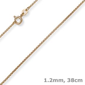 1,2mm Collier runde Veneziakette aus 585 Gold Rotgold Halsschmuck, 38cm