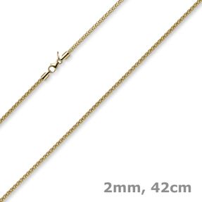 2mm Collier runde Himbeer-Kette aus 585 Gold Gelbgold Halsschmuck Halskette 42cm