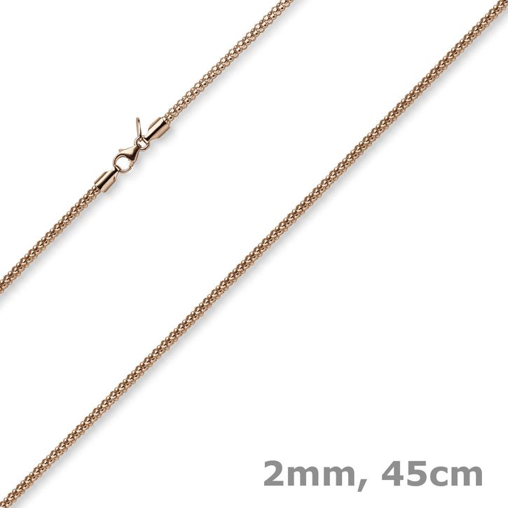 2mm Collier runde Himbeer-Kette 585 Rotgold 45cm