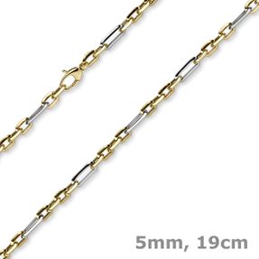 5mm Armband Phantasiekette 585 Gold Gelbgold Weißgold Armschmuck Armkette 19cm