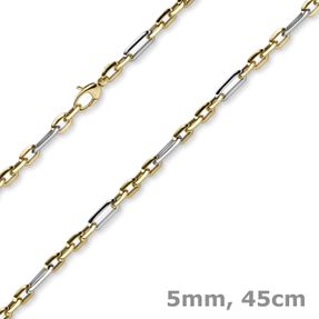 5mm Collier Phantasiekette aus 585 Gold Gelbgold Weißgold Halsschmuck, 45cm