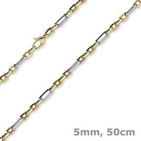 5mm Collier Phantasiekette aus 585 Gold Gelbgold Weißgold Halsschmuck, 50cm