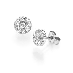 Ohrstecker Ohrringe 7,5mm 18 Diamanten, 585 Gold Weißgold Ohrschmuck