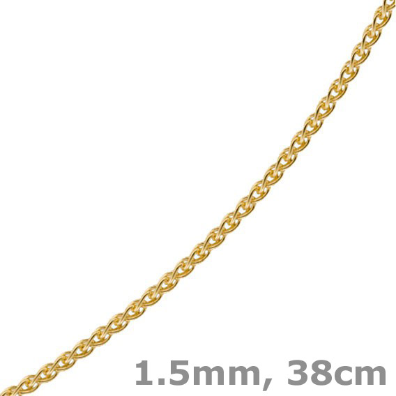 1,5mm Zopfkette aus 750 Gelbgold 38cm