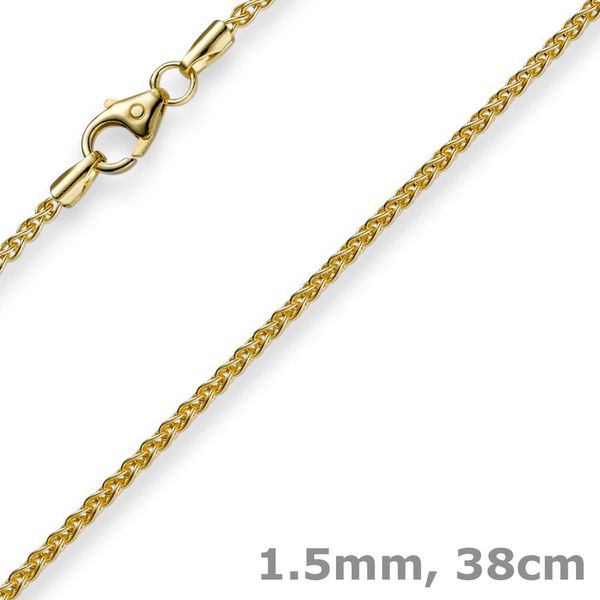 1,5mm Zopfkette aus 750 Gelbgold 38cm