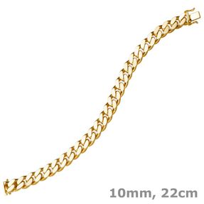 10mm breites Armband Armkette Panzerarmband 750 Gold Gelbgold 22cm