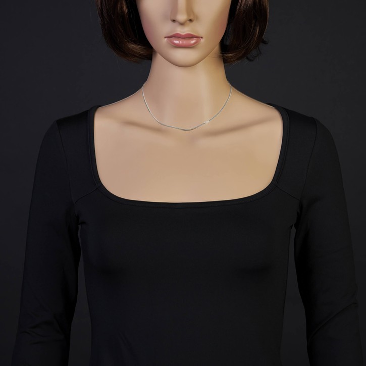 1.5mm Panzerkette Collier 585 Gold Weißgold 38cm