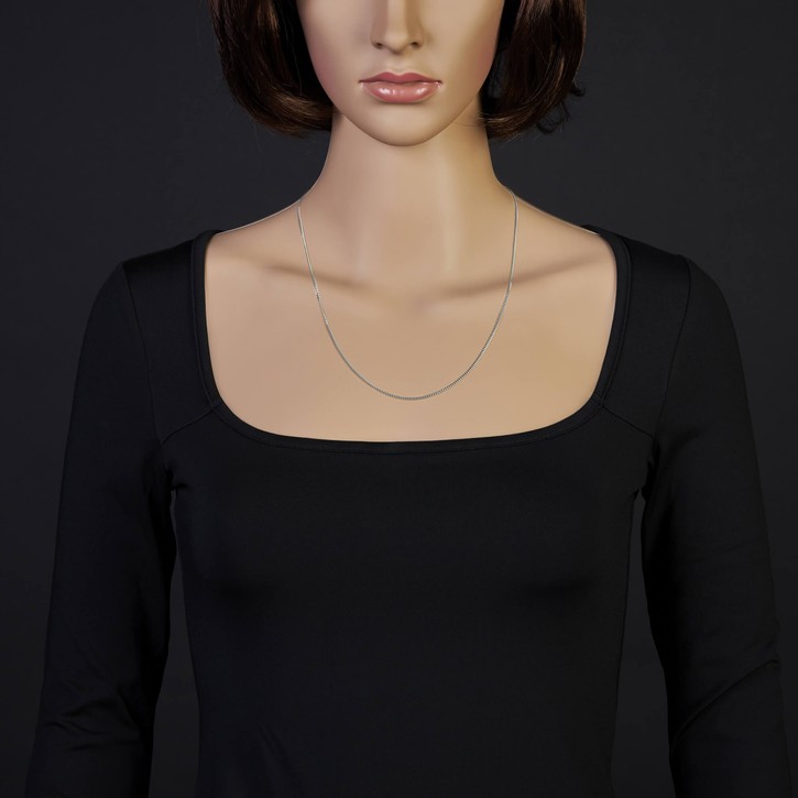 1.5mm Panzerkette Collier 585 Gold Weißgold 55cm