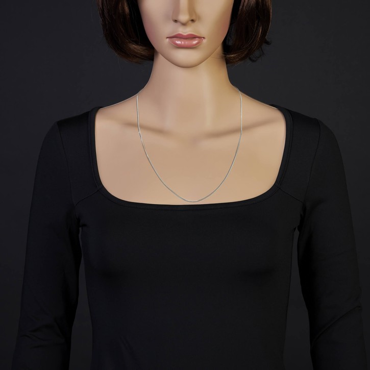 1.5mm Panzerkette Collier 585 Gold Weißgold 60cm