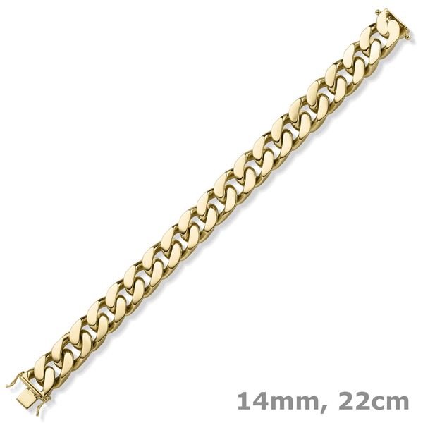 14mm Armband Panzerkette 585 Gold Gelbgold 22cm