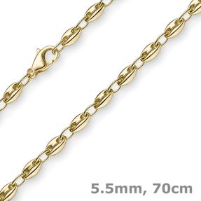 5,5mm Ankerkette Kette Collier Schiffsanker Halskette aus 585 Gold Gelbgold 70cm