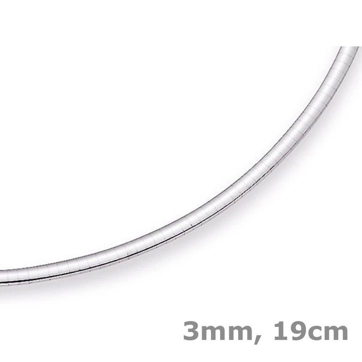 3mm Omega-Armband flach 585 Weißgold 19cm