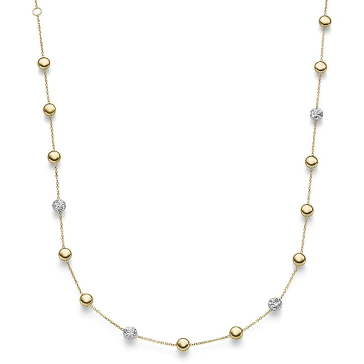 Collier mit Zwischen-Elementen 585 Gold gelb weiß 45cm