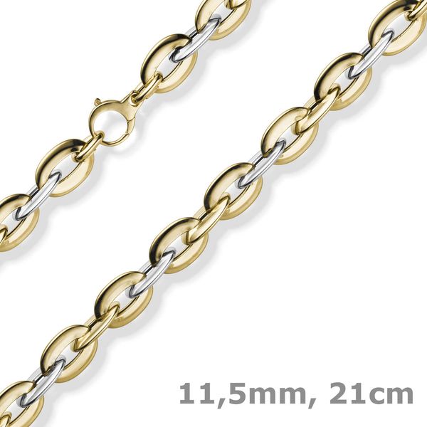 11,5mm Phantasie-Armband 585 Gold gelb weiß 21cm