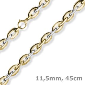 11,5mm Phantasie-Kette Collier 585 Gold Gelbgold Weißgold bicolor 45cm Halskette