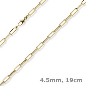 4,5mm Paper Clip Armband aus 585 Gold Gelbgold 19cm Armkette Armschmuck