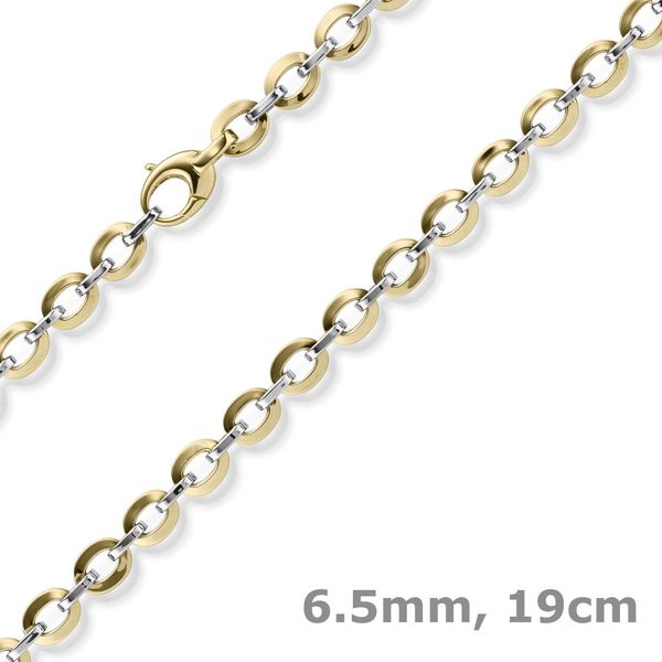 6,5mm Phantasie-Armband 585 Gold bicolor 19cm