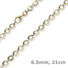 6,5mm Phantasie-Armband Armschmuck 585 Gold Gelbgold Weißgold bicolor 21cm