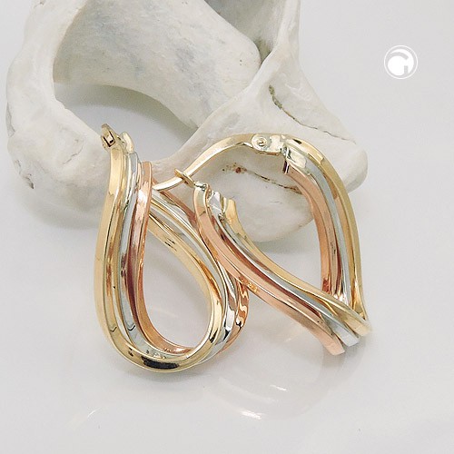 Creolen 23x17mm aus 375 Gold gelb rot weiß