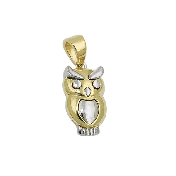 Anhänger Eule aus 375 Gelbgold bicolor