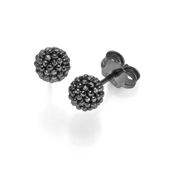 Ohrstecker Kugel 6mm 585 Weißgold schwarz rhodiniert