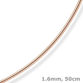 1,6mm Halsreif Omegareif Omegakette rund, 585 Gold Rotgold, 50cm