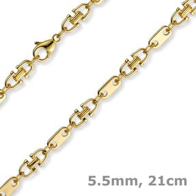 5,5mm Armband Armkette Platte-Steigbügelkette, 750 Gold Gelbgold, 21cm