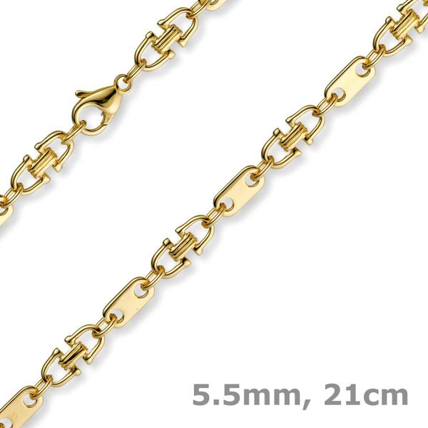 5.5mm Armband Platte-Steigbügelkette 750 Gold 21cm